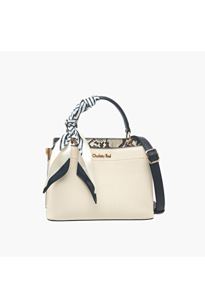 CHARLOTTE حقيبة توت ريد سكارف أكسنت مع حزام قابل للفصل