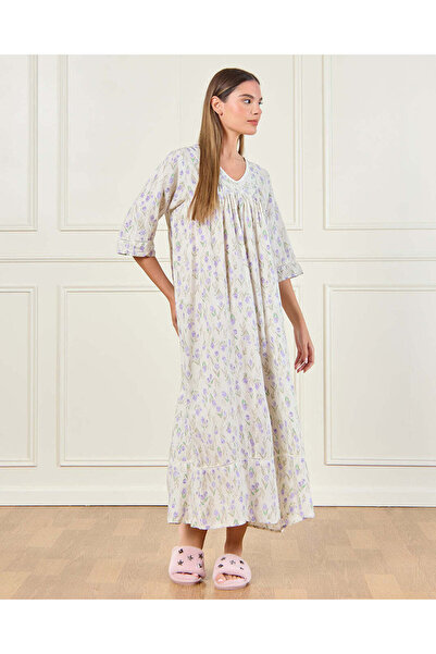 REDTAG Women White All Over Printed Nightgown