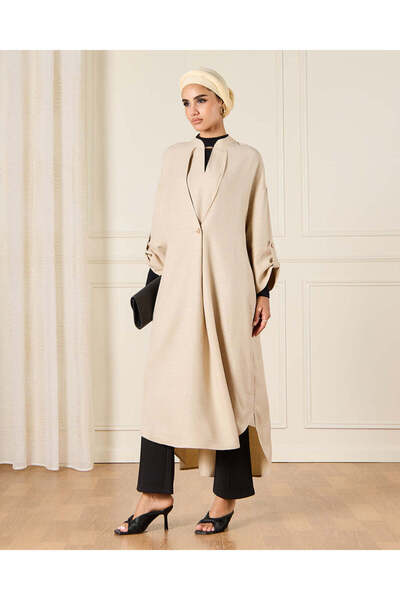 REDTAG فستان قفطان نسائي باللون البيج بأزرار