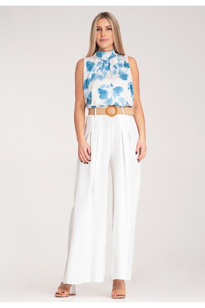 Figl Women's culottes - Belted pants - White pants M1160 r. Universal