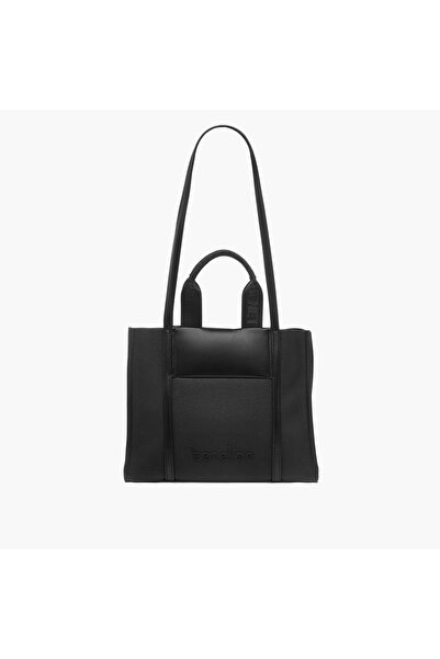 United Colors of Benetton UCB Textured Tote Bag with Double Handle