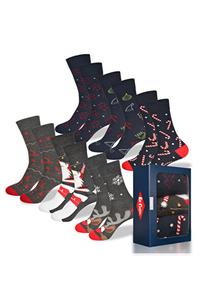Lee Cooper Men's Long Warm Socks, Lee Cooper, Logo, Christmas Theme, set of 6 pieces