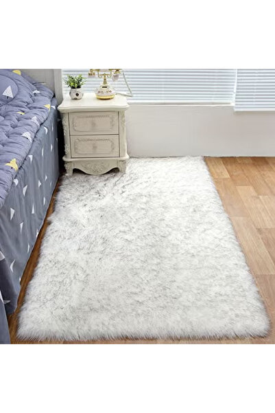 KEKE Modern Fluffy Long Pile Area Rug Non-Slip, Super Soft Decor Contemporary Carpet 90*180 Cm