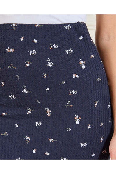 REDTAG Women Navy Printed Rib Skirt