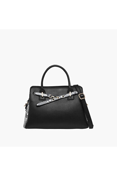 SASHA حقيبة توت بتفاصيل لوحة من نسيج حيواني مع مقابض