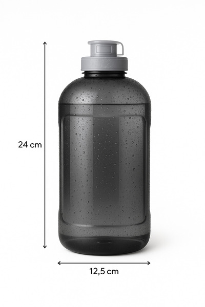 zola Water bottle 1.6 l, with handle and cord, 12.5 x 24 cm, gray