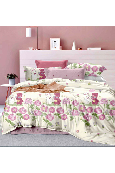 FIONNA.RO Finet Bed Linen 1 Person - Pink And White Teddy