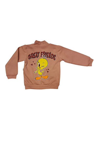 Ravza Girl's Tweety Thick Cardigan Set