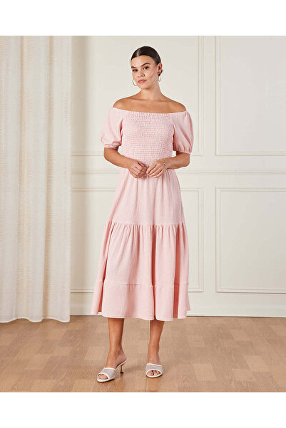 REDTAG فستان نسائي وردي كاجوال مكشوف الكتفين