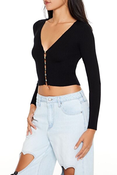Forever 21 Crop Düğmeli Hırka