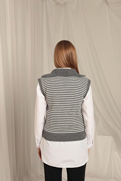 moda paketi Striped Polo Neck Knitwear Sweater