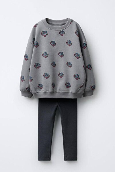 Monila Girls' Floral Printed 3 Yarn Cotton Fabric Bottom Top Set