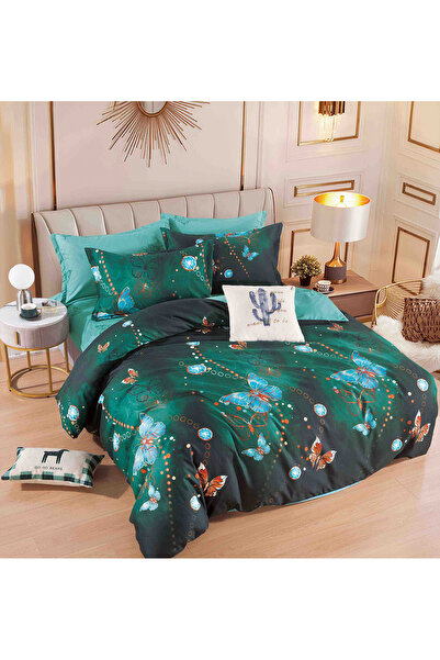 FIONNA.RO Finet Bed Linen 1 Person - Green With Butterflies