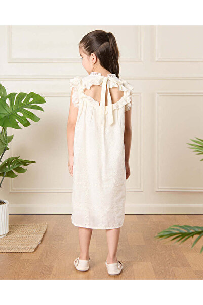 REDTAG Girls White Embellished Dress