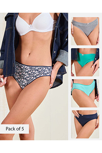 REDTAG Women Assorted High-Leg Brief Set (Pack of 5)