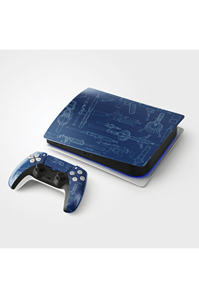 ACME LABS Skin Sticker PlayStation 5 Gaming Console Cover Wrap- Guns Blue Print