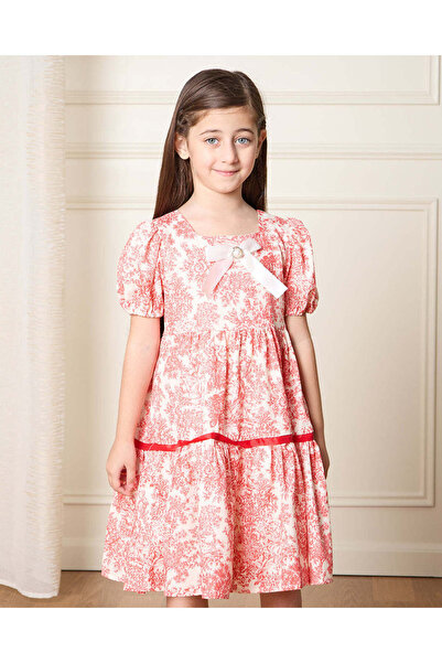 REDTAG Girls White And Red Printed Dress