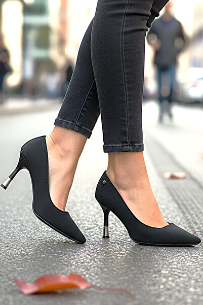 Gökhan Talay Juliet Flexible Soft Non-Slip Sole (8 cm) Suede Black Women's Heeled Shoes