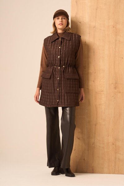 FTZ WOMEN Women's Shiny Quilted Vest Brown 31256