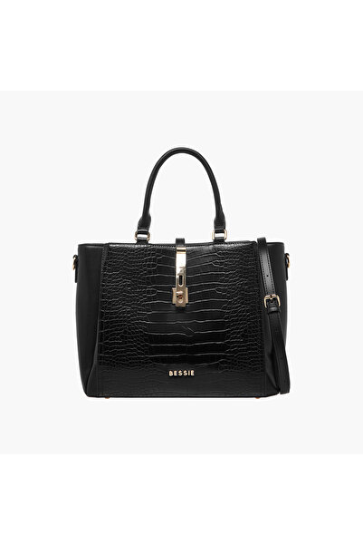 Bessie London حقيبة توت منقوشة بقفل ملتوي