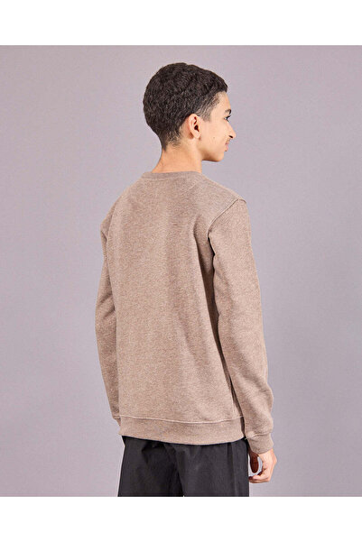 REDTAG Senior Boys Brown Embellished Sweatshirt