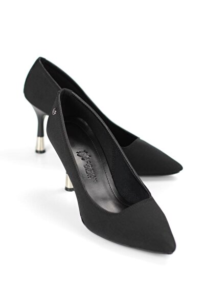 Gökhan Talay Juliet Flexible Soft Non-Slip Sole (8 cm) Suede Black Women's Heeled Shoes