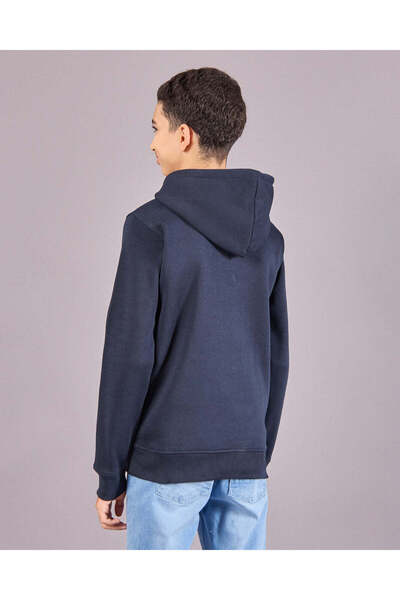 REDTAG Senior Boys Navy Paris Hooded Pullover Sweatshirt