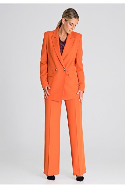 Figl Women's high-waisted orange office trousers M949, size M