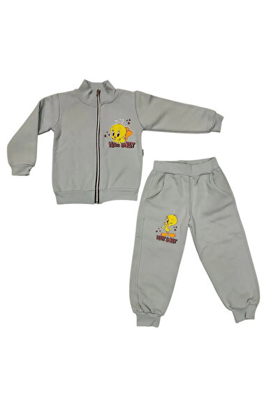 Ravza Girl's Tweety Thick Cardigan Set