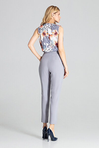 Figl Women's classic trousers - women's pleated trousers, gray M676, size S