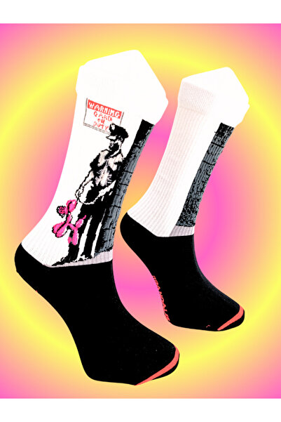 Shuttle Park Special Series Happy Colorful Patterned Banksy Graffiti Socks Fun Comfortable Stylish Design Style Socks