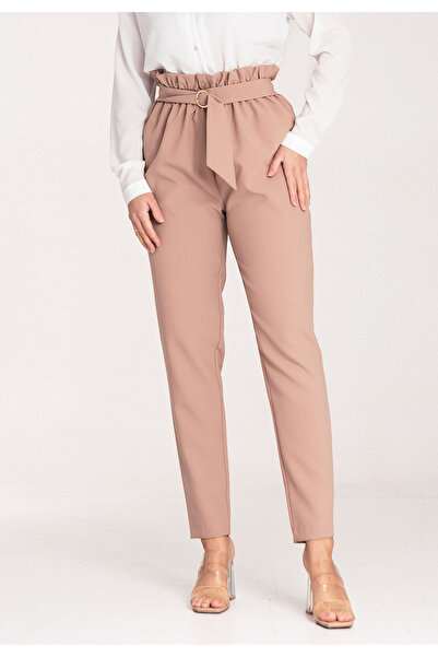 Figl Elegant high-waisted women's trousers - M1072 Beige size XL