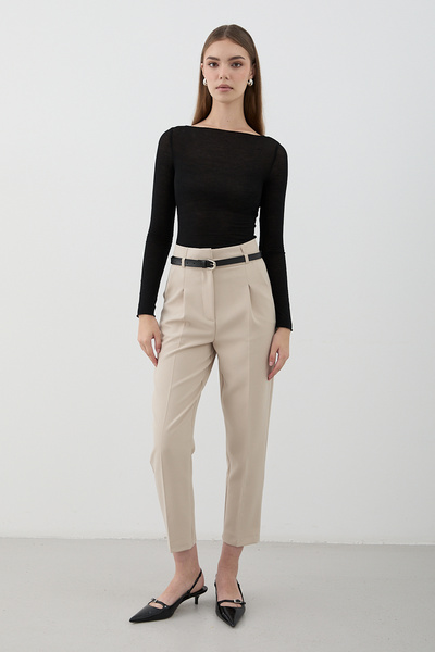 JASTE Women's High Waist Pleated Fabric Pants