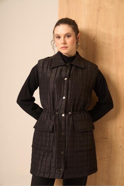 FTZ WOMEN Women's Shiny Quilted Vest Black 31256