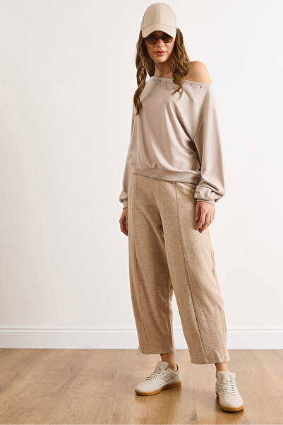 Olalook Women's Stone Stitching Detailed Balloon Thessaloniki Winter Trousers Pnt-19000384