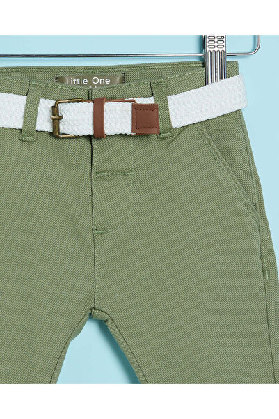 REDTAG Infant Boys Green Casual Trouser With Braided Belt