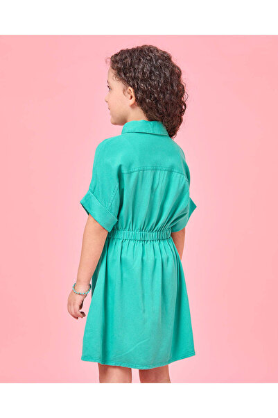 REDTAG Girls Green Front Button Dress