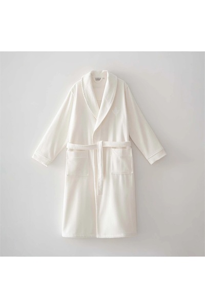Ecocotton Paye Men's Bathrobe 100% Organic Cotton Embroidered Cream