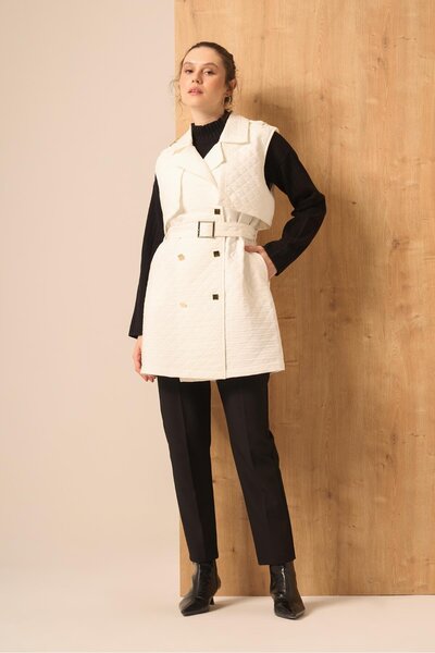 FTZ WOMEN Women's Quilted Vest Ecru 31240