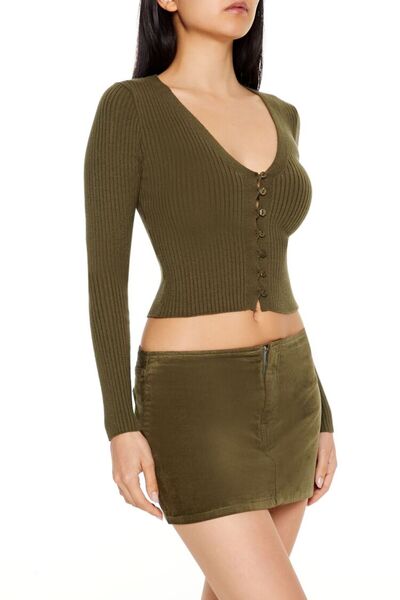 Forever 21 Crop Düğmeli Hırka