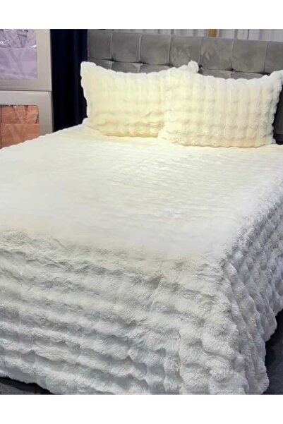 YÜNTEKS Merinos Diamond Fur Comforter Set, Double Size Quilt Set (220X240)
