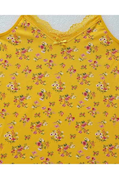 Modamorfo Lace Patterned Tank Top with Rope Straps - Yellow