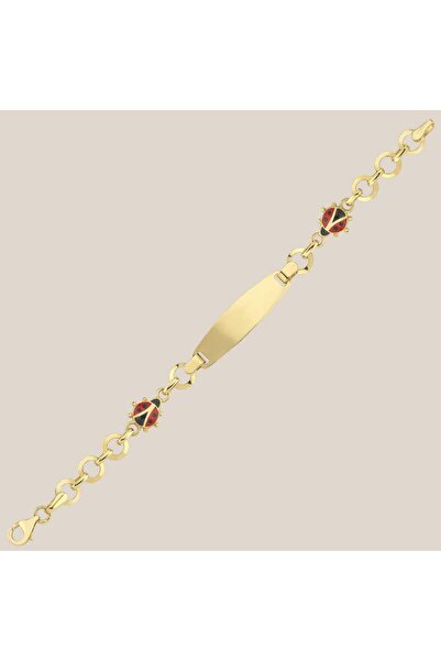 ALTINTAŞ KUYUMCULUK Uğur Böcekli Plakalı Altın Çocuk Künyesi