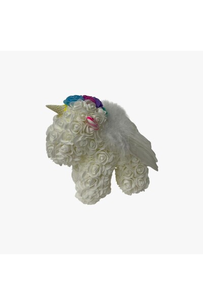 OEM Aranjament floral din săpun în formă de unicorn alb, 20 cm