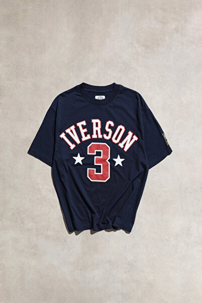 Superfly Iverson 3 Basketball Streetwear Navy Blue Oversized Unisex Short Sleeve Tshirt