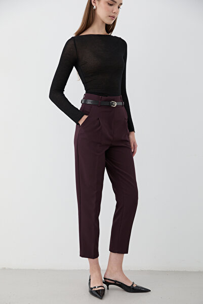 JASTE Women's High Waist Pleated Fabric Pants