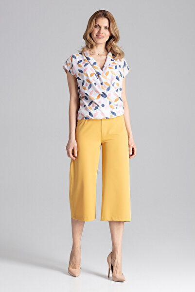 Figl Women's culottes - Yellow 7/8 wide leg pants M655 size S