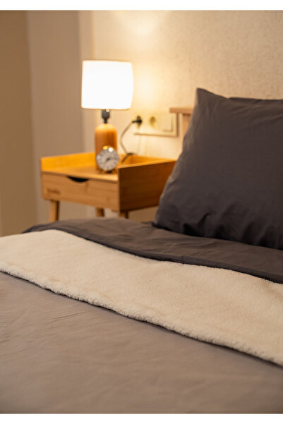 Monolisse Flannel Sherpa Peter Blanket Double Size Gray 200X230Cm