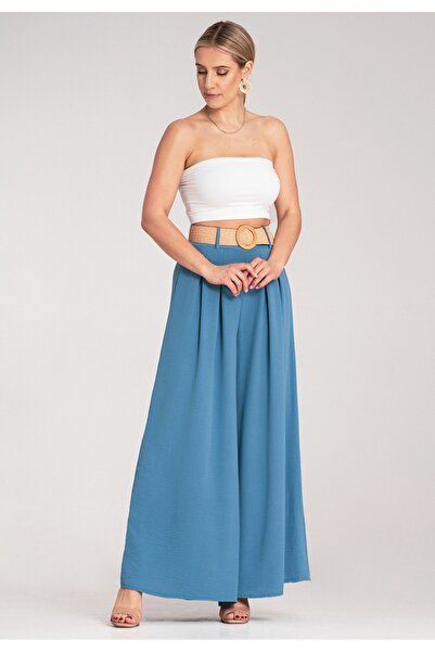 Figl Women's culottes - Belted pants - Blue pants M1160 r. Universal