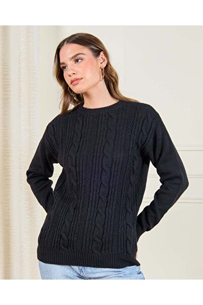 REDTAG Women Black Knitted Sweater
